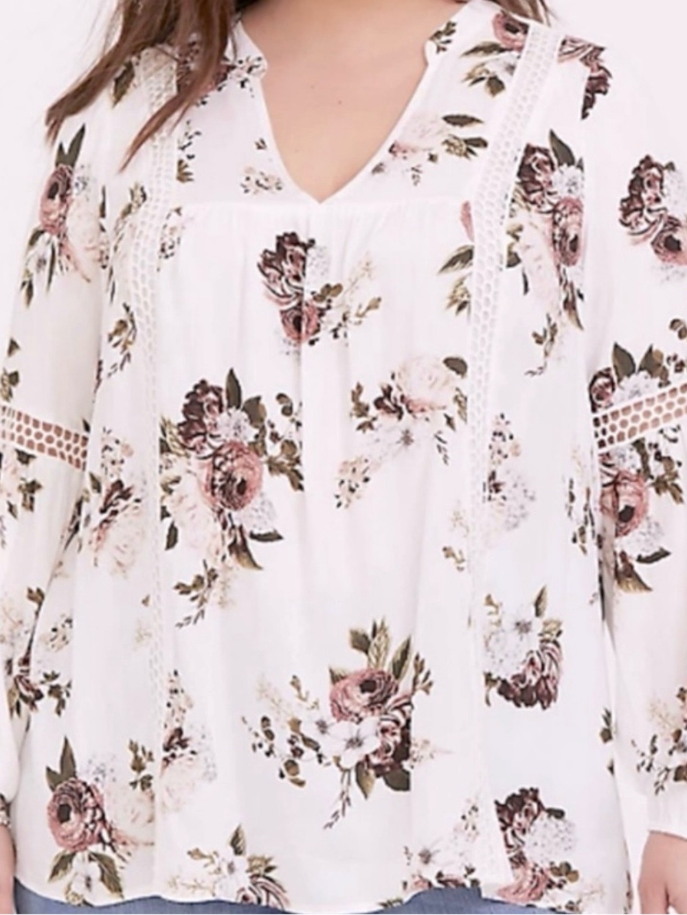 Torrid Floral Crochet Trim Peasant Blouse 2x